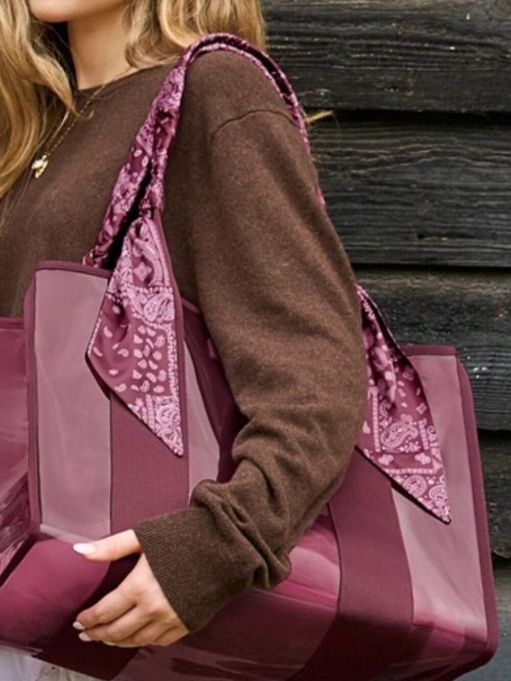 Case-Mate Mulberry Twilly Jelly Tote Burgundy Western Beach Travel Bag NWT - Picture 4 of 9